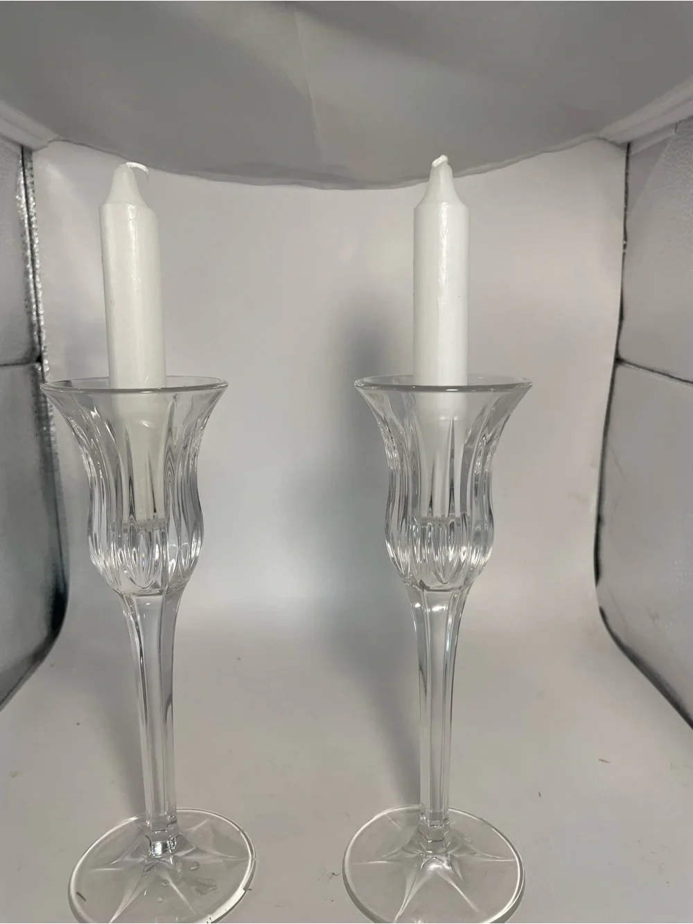 Mikasa Icicles Candle Stick holders Glass Pair - Clear - Simple, Romantic